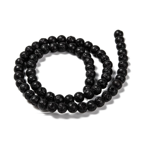 Lava Beads Black Round Beads 6mm